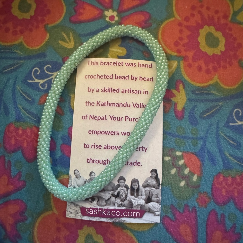 Sashka Co. Mint Green Beaded anklet